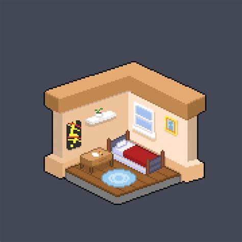Premium Vector Isometric Bedroom In Pixel Art Style