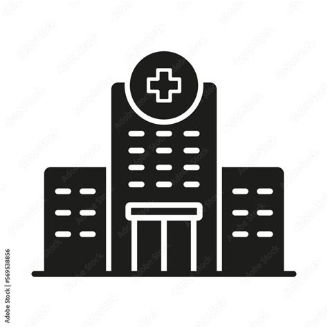 Medical Clinic Silhouette Icon Hospital Glyph Pictogram Paramedic