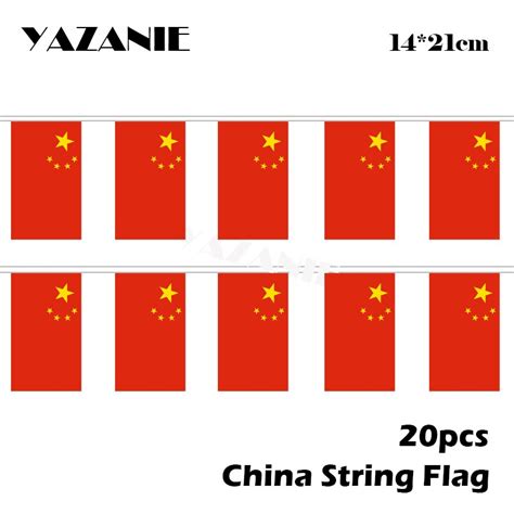 Yazanie 1421cm 20pcs 5meter Chinese Polyester String Flag Hanging