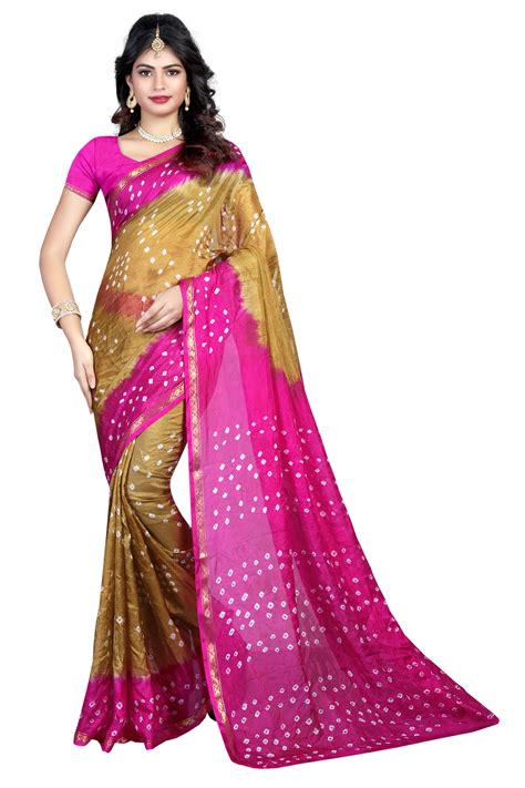 Buy Svb Saree Multicolour Bandhani Tussar Silk Bandhani Saree Online