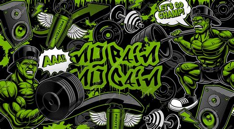 Premium Vector Colorful Background For The Gym In Graffiti Style With