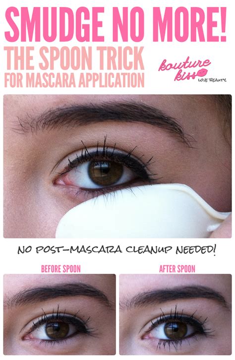 It was probably because i used liquid eyeliner, but i think even with a pencil, things could get all over the place. Smudge No More! The Spoon Trick For Mascara Application | Mascara application, How to apply ...