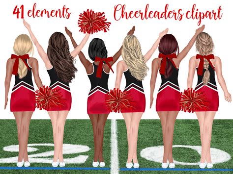 Cheerleaders Clipart Girls Clipart Watercolor Etsy