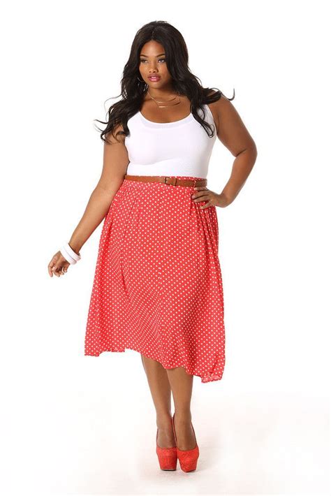 Polka Dot Knee Length Skirt Fashion Size Fashion Plus Size Fashionista