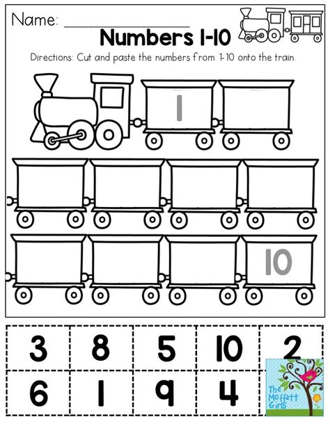 Cut And Paste Numbers 1-10 Worksheets