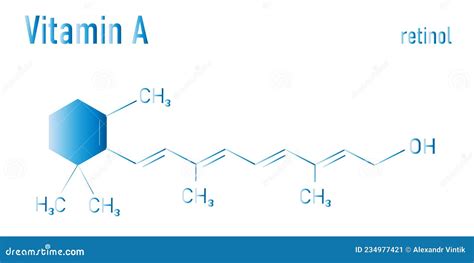 Vitamina A Molécula De Retinol Fórmula Química Esquelética Ilustração