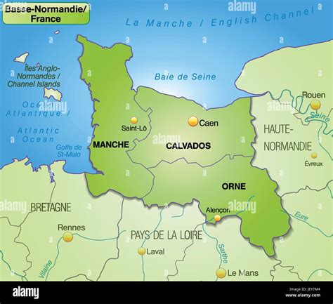 Map Of Lower Normandy With Limits In Green Stock Vector Image And Art Alamy