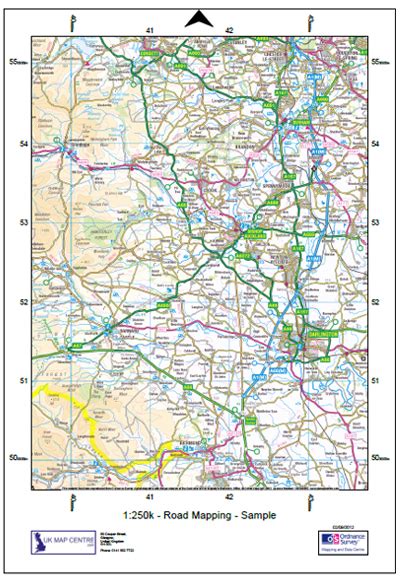 Find out about basic mapping using compass points, grid references, title, key, scale and interpreting ordnance survey maps. OS Road Map - 250k scale