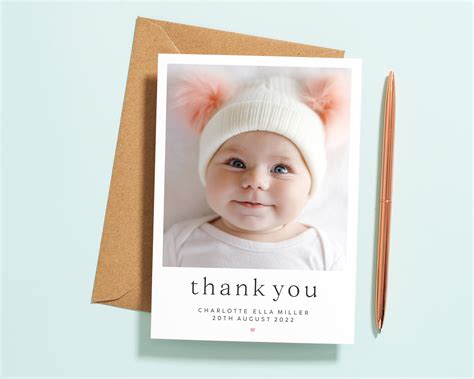 Baby Thank You Cards Baby Thank You Card With Photo Etsy