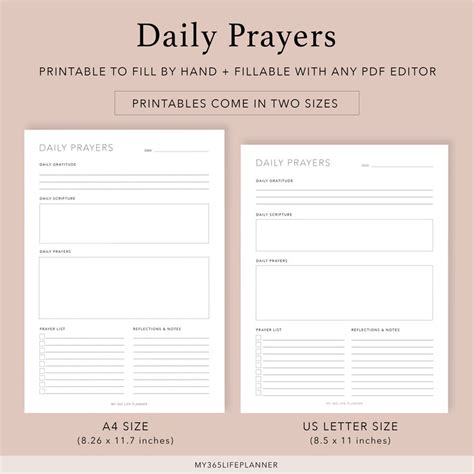 Daily Prayers Printable And Fillable Pdf Prayer Journal Devotional