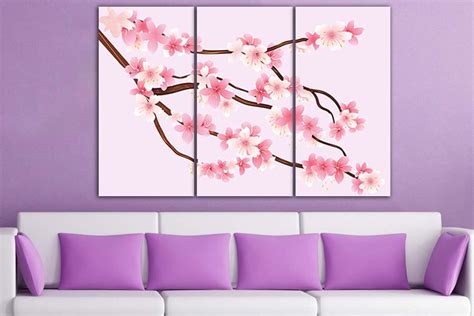 Sakura Canvas Flower Wall Decor Cherry Blossom Art Floral Etsy