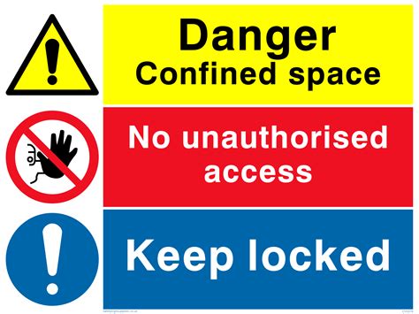 Confined Space Combination Sign From Safety Sign Supplies