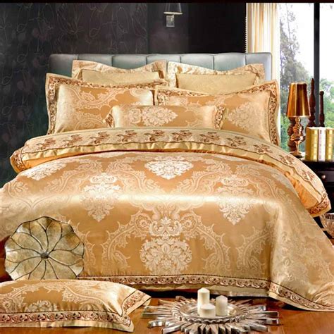 Lace Jacquard Bedding Sets Luxury Goldwhitegray Satin