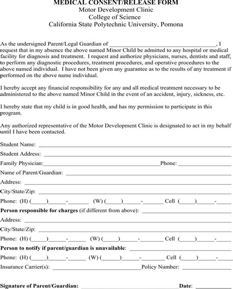 Download California Medical Consent And Release Form For Minor Child