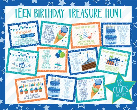 Teen Birthday Treasure Hunt Clues Adult Or Teen Birthday Etsy Canada