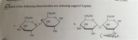 Solved Which Of The Following Disaccharides Are Reducing