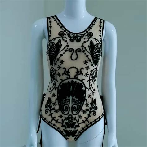 a2481 on sale 2020 summer new fashion one piece floral embroidery lace sexy tight bodycon bikini