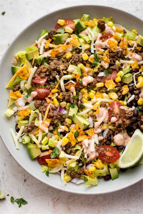 This Is The Most Awesome Beef Taco Salad A 2 Ingredient Dressing And