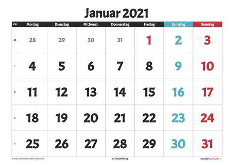 Im folgendem können sie unsere kalender 2021 zum ausdrucken kostenlos herunterladen. Monatskalender Januar 2021 Zum Ausdrucken Kostenlos - Pin ...