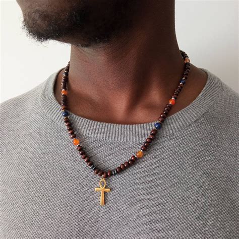 African Mens Necklace Mens Beaded Necklace African Etsy