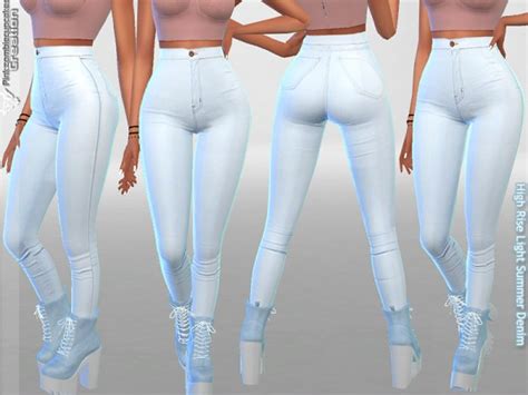 The Sims Resource High Rise Light Summer Denim By Pinkzombiecupcakes