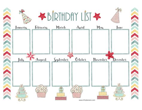 Free Birthday Calendar Printable And Customizable Many Designs