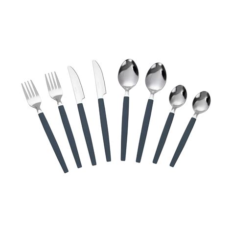 Mainstays 8 Piece Stainless Steel And Plastic Flatware Set Blue Cove