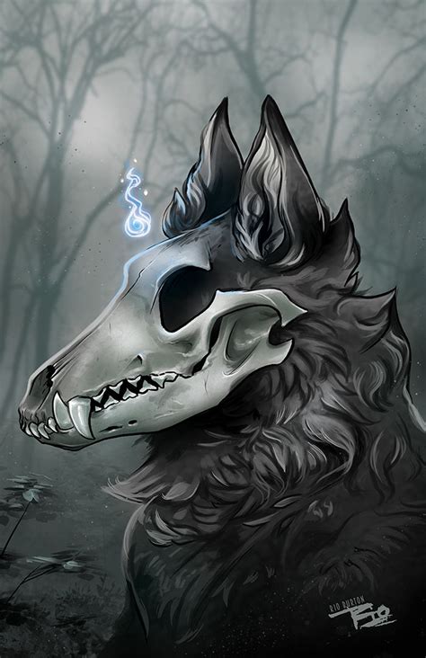 Large Wolf Skull Print In 2021 Wolf Skull Anime Wolf Drawing