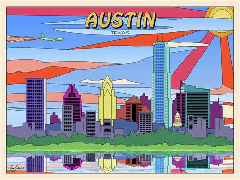 This Austin City Skyline Pop Art Drawing By Greg Edwards Fine Art America
