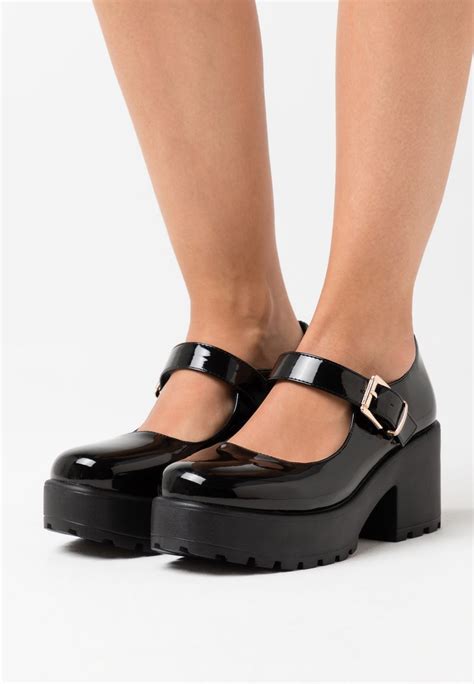 Koi Footwear Vegan Tira Classic Mary Janes Platform Heels Black