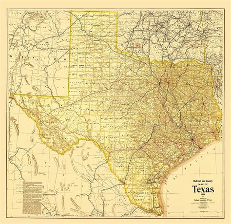 Railroad And County Map Of Texas 1908 By Thompson