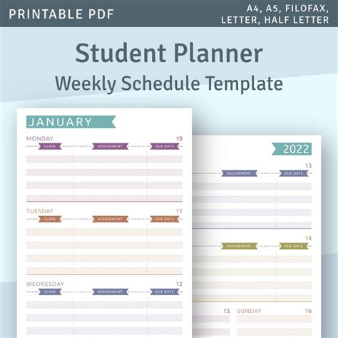 2022 2023 Student Planner Printable Template School Planner Etsy