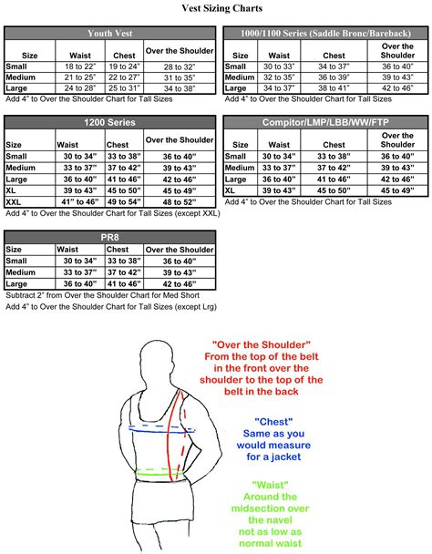 Vest Size Chart Ride Right Gear