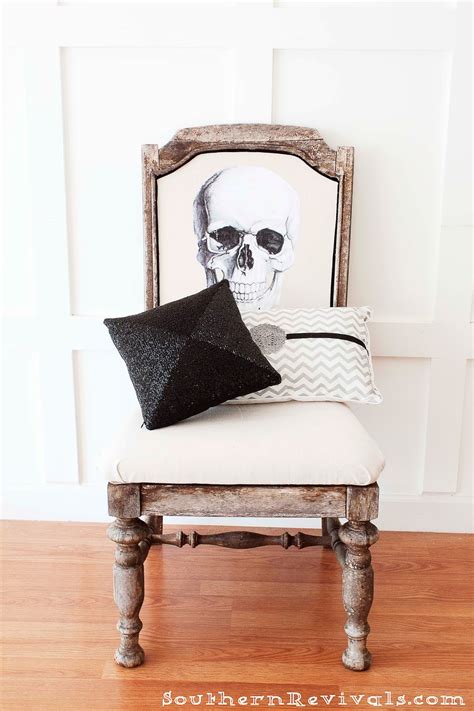 Diy Halloween Skeleton Skull Chair A Fun Upcycle For A Ruined Chair