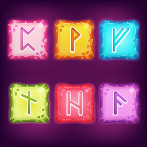 Premium Vector Set Of Square Colorful Rune Stones