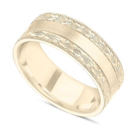 Hand Engraved Wedding Band Mens Wedding Ring 8 Mm 14K Yellow Gold Handmade Unique  74041.1496713531.1280.1280 ?c=2