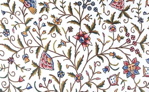 Cotton Crewel Embroidered Fabric Tree Of Life Multicolor Ddr003
