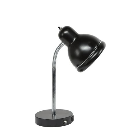 Mainstays Usb Desk Lamp Black Finish With Chrome Gooseneck Walmart
