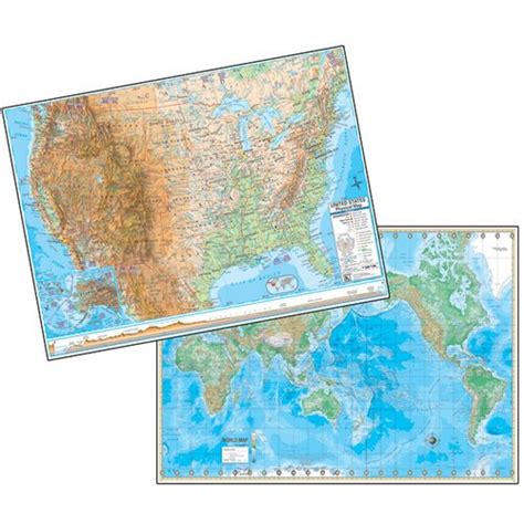 Universal Map Advanced United Statesworld Physical Laminated Rolled