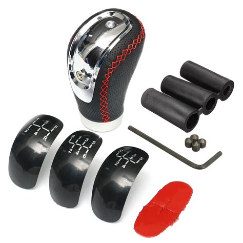 5 6 Speed Black Pu Leather Manual Car Gear Shift Knob Shifter Lever Handle Stick Universal With