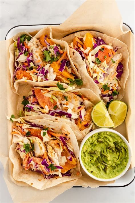 Citrus Fish Tacos With Tahini Coleslaw Once Upon A Pumpkin
