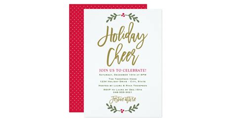 Holiday Cheer Gold Script Party Invitations
