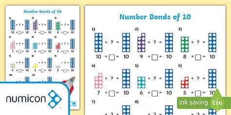 Numicon Shapes Number Bonds Of 10 Worksheet Ks1 Twinkl
