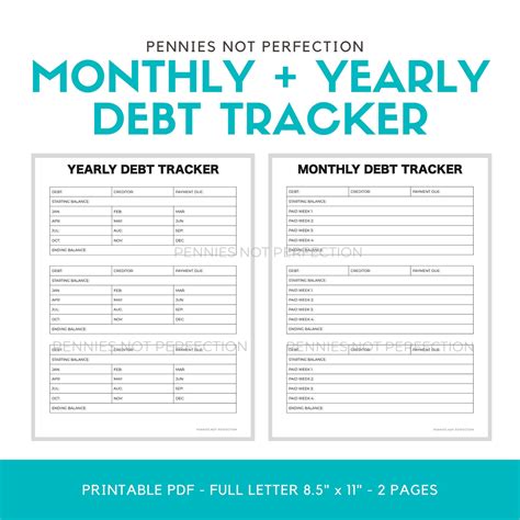 Debt Payoff Planner Printable Pdf Monthly And Yearly Debt Pay Etsy