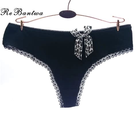 rebantwa 5pcs lot women sexy thongs underwear cotton g strings ladies big bow knickers sexy