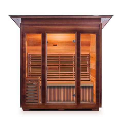 4 Person Outdoor Traditional Sauna With Slope Roof Sunrise Series