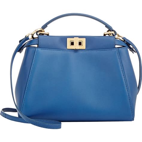 Lyst Fendi Peekaboo Mini Leather Bag In Blue