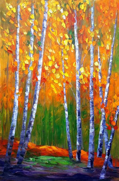Birch Tree Oil Painting Wall Art Canvas Painting Large Etsy