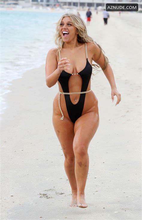 Bethan Kershaw Shows Off All Her Sexy Curves In A Black Swimsuit Whilst Having A Dip In The Pool