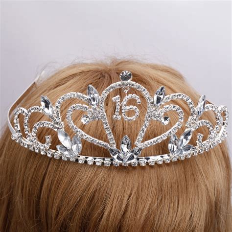 Sweet Sixteen 16 Rhinestone Tiara Crown Comb Pin Party Fashion Head